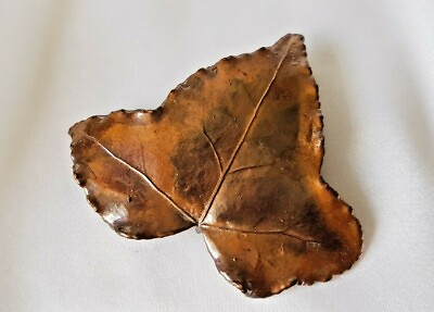 #ad Bronze Plated Real Ivy Leaf Autumn Leaf Brooch GBP 12.99