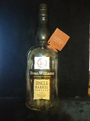 #ad EMPTY 2011 Evan Williams single barrel bourbon Bottle With Cap 10 1 2quot; 750ml $18.99