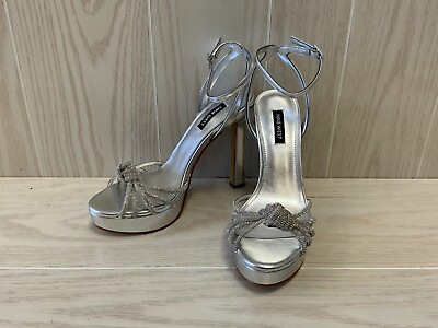 #ad Nine West Wowzz3 Platform Sandals Women#x27;s Size 8 M Silver NEW MSRP $99 $19.99