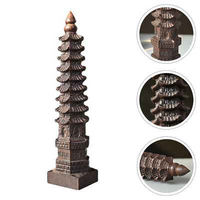 #ad Brass Tower Figurine Wooden Model Wenchang Ornament Models The Gift Nine Floors $15.93