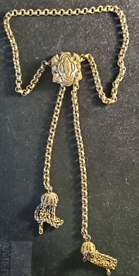 #ad Antique Vintage Deco Copper Brass Bolo Lariat Slider Slide 25quot; L Necklace T7622 $75.00