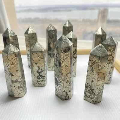 #ad Natural Pyrite Polished Tower Point Healing Crystal Specimen Collection Obelisk $13.78