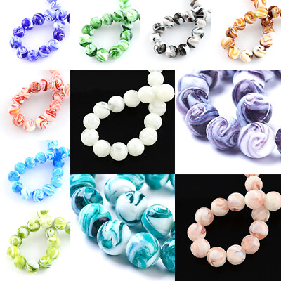 #ad 100 pcs 14mm Round Handmade Loose Lampwork Beads Crafts For DIY Jewelry Making $23.91