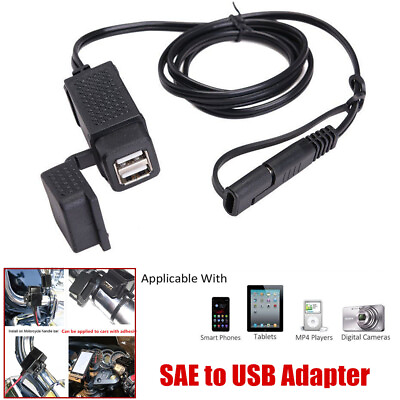 #ad Latest Waterproof Motorcycle 12V SAE USB Phone Charger Cable Adapte Inline Fuse $18.80