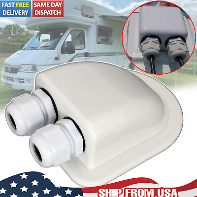 #ad Double Wire Cable Entry Gland Box Roof Solar Panel Junction Box Boat RV Caravan $8.99