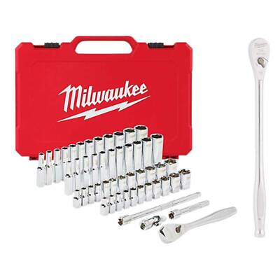 #ad Milwaukee Ratchet Socket Mechanics Tool Set 1 4quot; Drive SAE Metric 51 Pcs $163.91