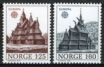 #ad Norway 1978 Europa set Stave church MNH NK 817 818 $0.99