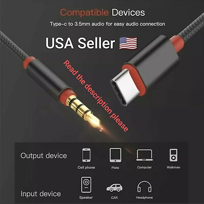 #ad Type C Audio Cable USB Type C Male To 3.5mm Jack Male Car AUX Audio Adapter $4.99