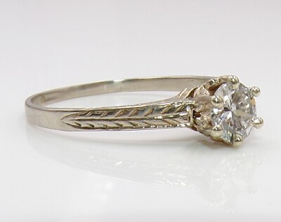 #ad Vtg Antique Art Deco Diamond Engagement 14K White Gold Ring Size 8 LMA2 $1299.99