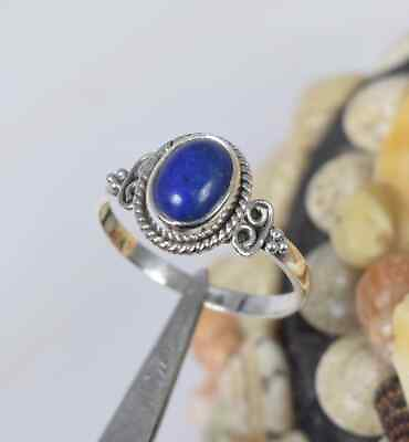#ad Blue Lapis Lazuli 925 Sterling Silver Gemstone Ring Oval Shape Handmade Jewelry $11.49