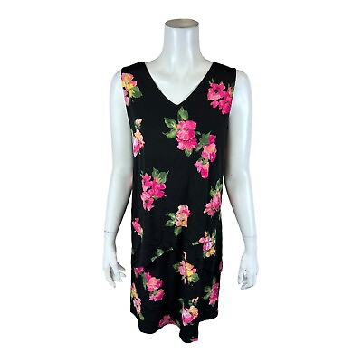 #ad Susan Graver Women Petite Liquid Knit Sleeveless Tiered Dress Black P1X Size $25.00