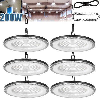 #ad 6 Pack 200W Led UFO High Bay Light 200 Watts Commercial Factory Warehouse Light $126.99