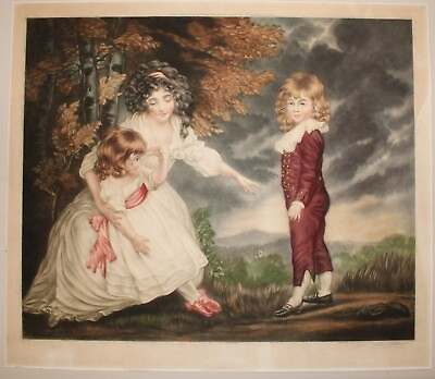 #ad Antique 1917 Colored Print Godsal Children John Cother Webb after John Hoppner $75.00