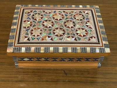 #ad Handmade Wooden Jewelry Box Wood Trinket Storage Wood Box Mother of Pearl Inlay $78.00