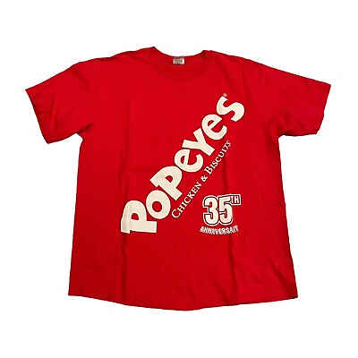 #ad Vintage Popeyes Restaurant 35th Anniversary T Shirt Mens XL Double Sided 2000s $19.99