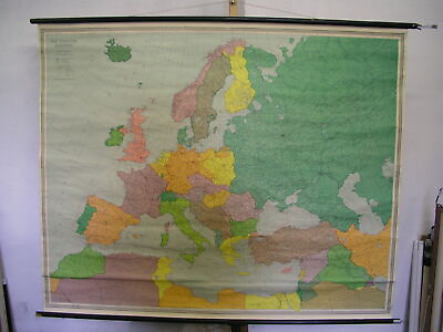#ad Europe Countries Political 1960 Schulwandkarte Wall Map 139x113cm C $152.95