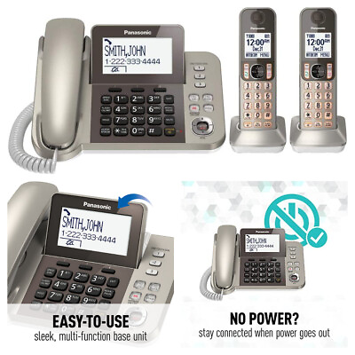 #ad PANASONIC Corded Cordless Phone System Answering Machine Call Block 2 Handsets $69.89