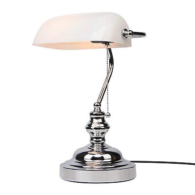 #ad Bankers Lamp White Shade Bankers Desk Lamp Library Lamp with Pull Chain Vin... $99.86