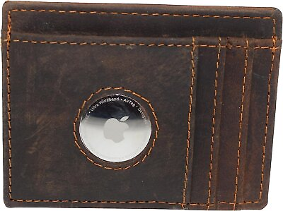 #ad AirTag Holder Wallet RFID Vintage Leather Slim Minimalist Card Holder... $19.99