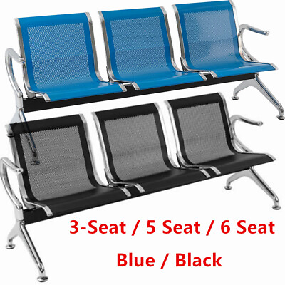 #ad Waiting Room Chair Reception Chair 3 6Seat Office Airport Bank Guest Bench Black $337.98