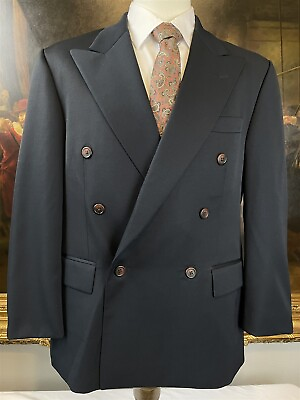 #ad VTG Ralph Ralph Lauren 40S 100% Wool Navy Double Breast Peak 2Btn Blazer Jacket $75.98