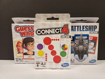 #ad Hasbro Card Games Set of 3 GUESS WHO CONNECT 4 BATTLESHIP New in Box Travel $15.95