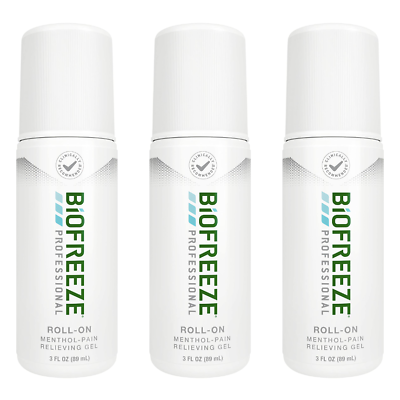#ad Biofreeze Professional 3 oz Roll On Pain Relieving Green Gel Pack of 3 $28.75