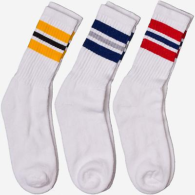 #ad Men#x27;s Crew Socks Old School Shoes Classical 3 Stripes Retro 12 Pairs 1 Dozen $32.95
