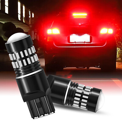 #ad 7443 LED Red Flashing Signal Brake Lights Tail Light 2400LM Bright CANbus New $14.99