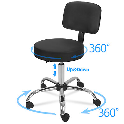 #ad Rolling Stool Adjustable Hydraulic Massage Spa Salon Stool Chair with Back Rest $45.58