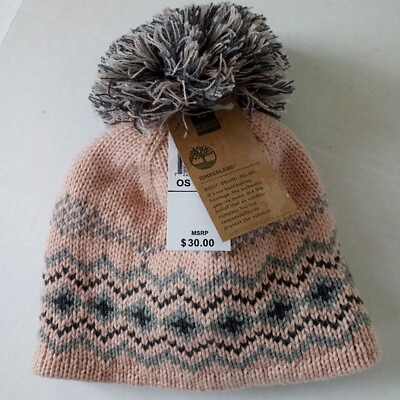 #ad NEW TIMBERLAND WOMEN POM POM BEANIE HAT KNITTED ONE SIZE MSRP $30 $12.99