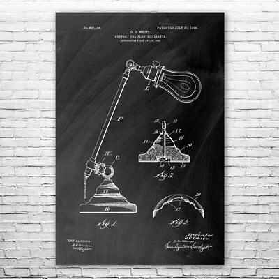 #ad Desk Lamp Poster Patent Print Office Decor College Student Gift Dorm Room Art $12.95