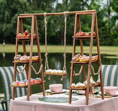 #ad Double 3 Tier Display Stand 3 Swing Dish Party Cheese Dessert Food Appetizer $189.99