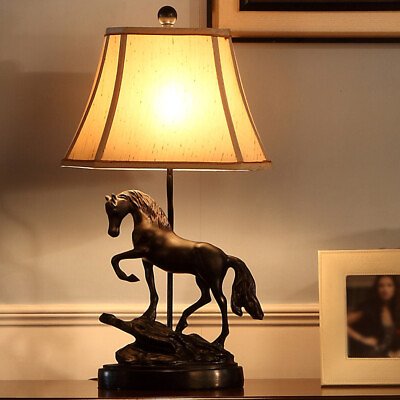 #ad Vintage Horse Accents Table Lighting Loft Desk Light Bedroom Cafe Lamp With Cord $119.00