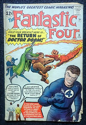 #ad Fantastic Four #10 GD VG COMPLETE UNRESTORED Doctor Doom 1962 $269.00