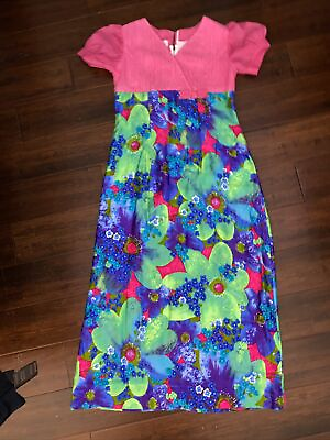 #ad VINTAGE BEAUTIFUL Summer Dress Bright Flowe Dress beautiful floral print $100.00