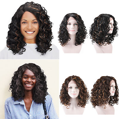 #ad Human Hair Wigs Brazilian Women Curly Wigs Synthetic Hair Wigs Ladies Costume $17.98