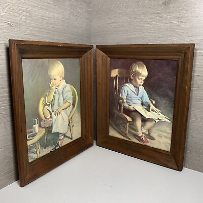#ad Pair of Vintage Gary and Gretchen Framed Pictures by J. Ingwersen 10x12 $49.99