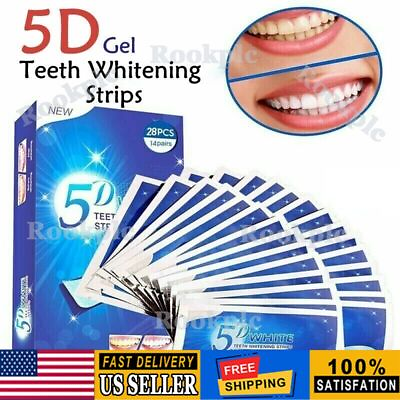 #ad 5D Teeth Whitening Strips Bleaching White Strips Non Sensitive Tooth Whitener US $4.99