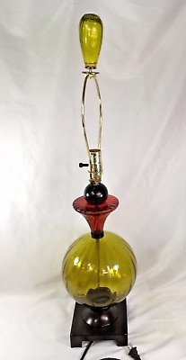#ad Uttermost Lighting Iris Lamp Green Red Glass Globe Hollywood Regency MCM 32quot; $99.92