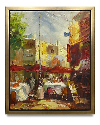 #ad NY Art Original Oil Painting of City Street View on Canvas 8x10 Framed $139.00