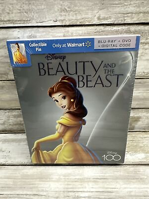 #ad Beauty and The Beast Disney 100 Edition Blu Ray amp; DVD with Collectible Pin New $11.95
