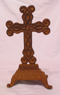 #ad VINTAGE CAST IRON SCROLL END CROSS FIGURE 8 1 4quot; TABLE TOP DECOR HEAVY HANDSOME $14.00