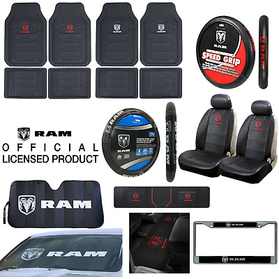 #ad NEW RAM All Weather Floor Mats Seat Covers Steering Wheel Cover Sun Shade $51.97