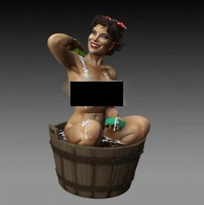 #ad 1 35 Figure Scale Model Kit Sexy US Girl Pin Up Taking Shower Bath WW2 Unpainted $22.99