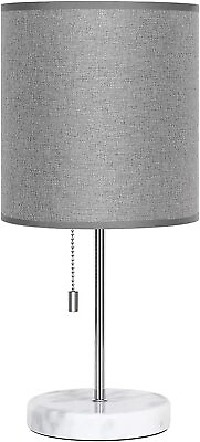 #ad Modern Bedside Lamp w Marble Base Pull Chain Table Lamp for Bedroom Living Room $17.98