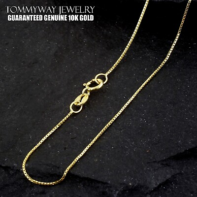 #ad Guaranteed 10K Yellow Gold Solid Box Chain Necklace 0.6mm 14quot; 24quot; $84.99