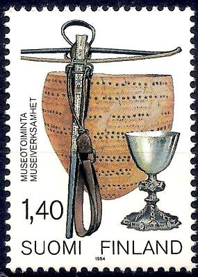 #ad Finland 1984 Weapons Clay Pot Silver Goblet Museums Ancient objects 1v MNH $1.42
