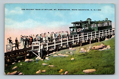#ad Cog Railway Train At Skyline Mt. Washington White Mountains NH Postcard $4.79