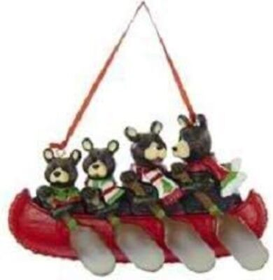 #ad Kurt Adler Resin Four Bear Canoe Family Ornament 3quot; $16.95